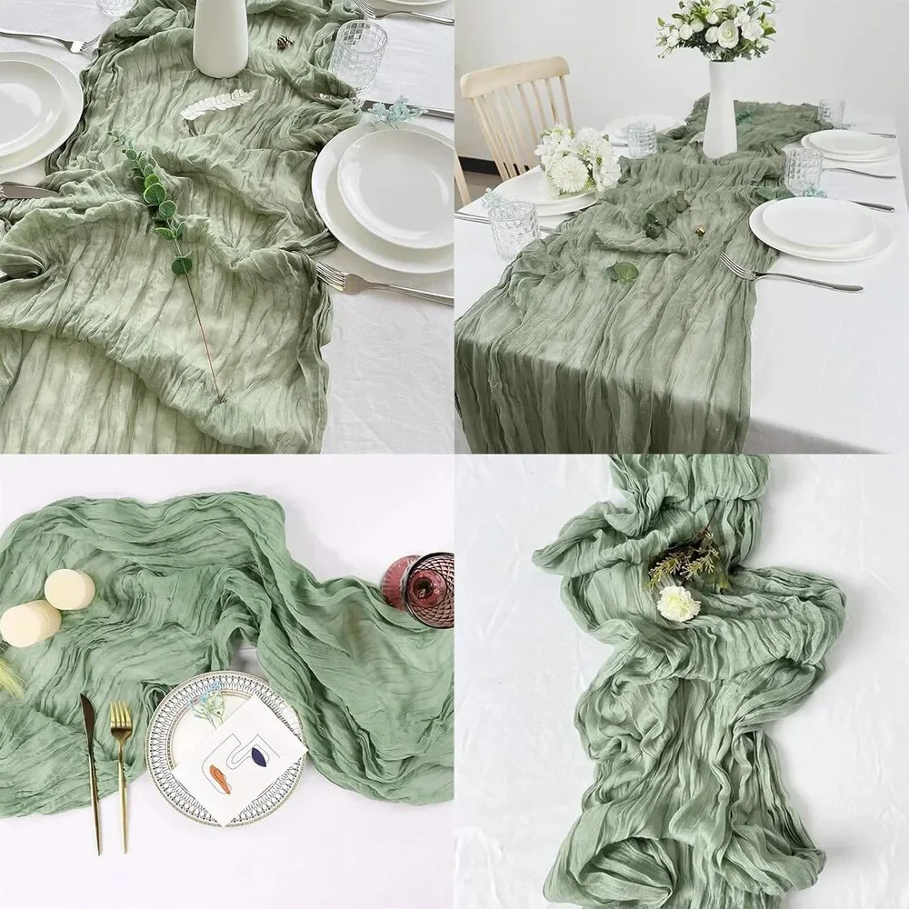 4 Pack Sage Green Cheesecloth Table Runner 120